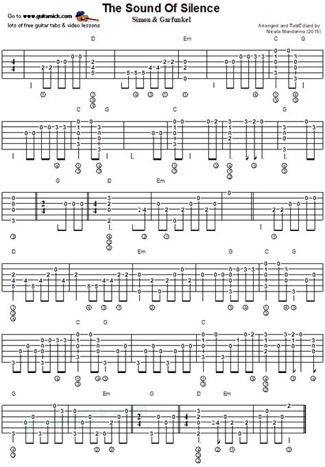 The Sound Of Silence Guitar Chords - Sheet and Chords Collection