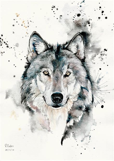 A5, A4 Watercolour Painting and Pen Wolf Original Art Print Limited ...