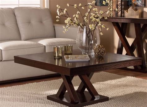 Large Square Coffee Living Room Contemporary Decor Table Dark Wood End ...