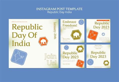 Free PSD | Republic day india instagram post set