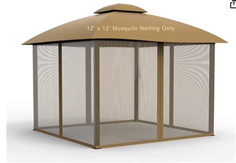 GAZEBO REPLACEMENT MOSQUITO NETTING 13X13 FOR OUTDOOR GAZEBO BEIGE ...