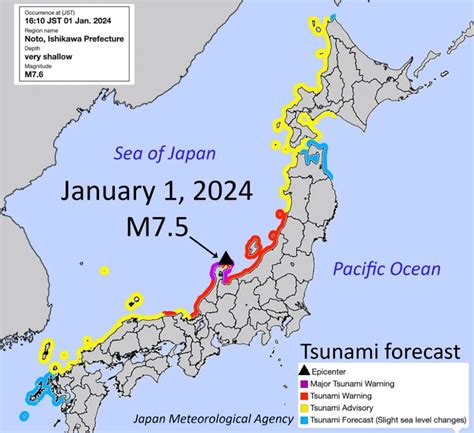 Japan Earthquake Map in1 Jan 2024 - Daily Magazine