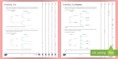 Probability With Tree Diagrams Worksheet