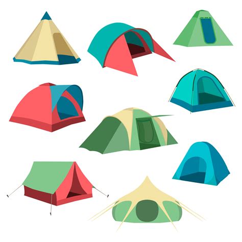 Set of tourist tents. Collection camping tent icons. Vector ...