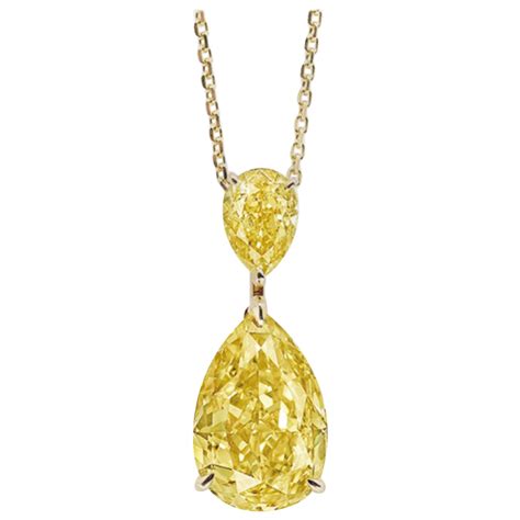 Emilio Jewelry GIA Certified 1.75 Carat Fancy Intense Yellow Diamond Necklace For Sale at 1stDibs