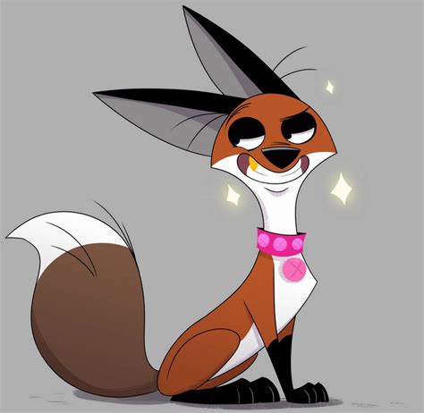 a cartoon fox wearing a pink bow tie