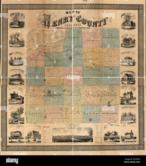 Map of Henry County, Illinois Stock Photo - Alamy