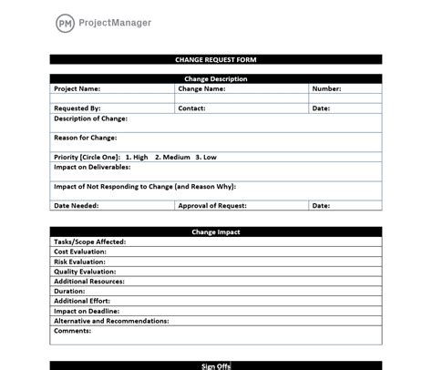 Change Request Form (Free Word Template) - ProjectManager