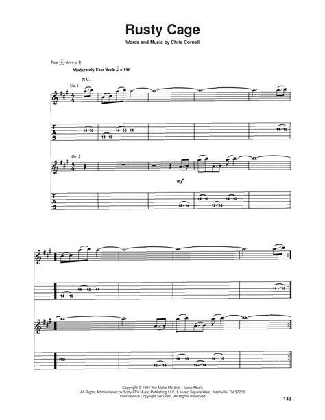 Rusty Cage by Soundgarden Sheet Music for Guitar Tab at Sheet Music Direct