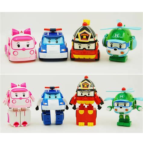 4pcs/Set Robocar Poli Toy Korea Robot Car Transformation Toys Poli ...