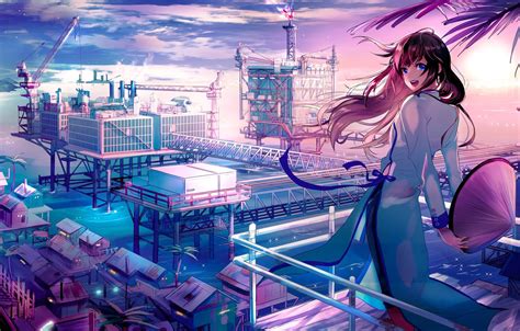 Wallpaper girl, the city, anime, art images for desktop, section арт - download