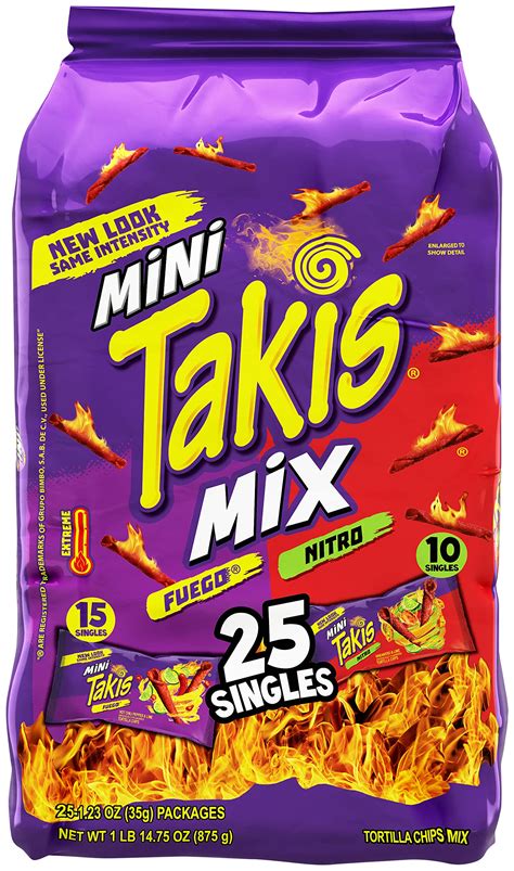 Takis Mini Fuego and Nitro Rolled Tortilla Chips, Hot Chili Pepper and ...