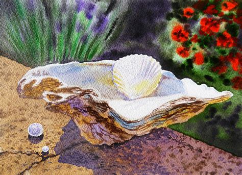 Sea Shell and Pearls Morning Light Painting by Irina Sztukowski - Fine Art America