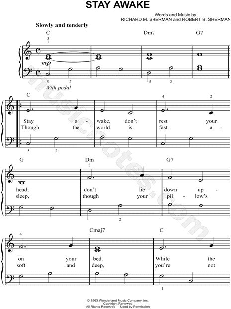 "Stay Awake" from 'Mary Poppins' Sheet Music (Easy Piano) in C Major - Download & Print - SKU ...