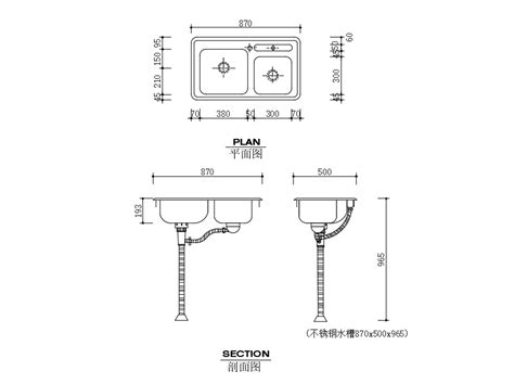 Kitchen Sink Drawing Plan Sink Kitchen 2d Dwg Drawings Automation Units File Cadbull Sinks ...