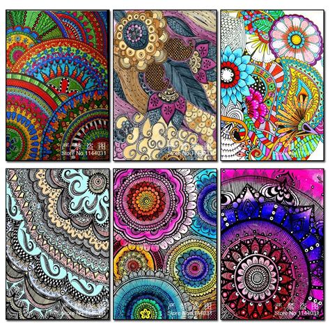 New Folk Art Diamond Painting Flowers And Color Pattern Standing ...