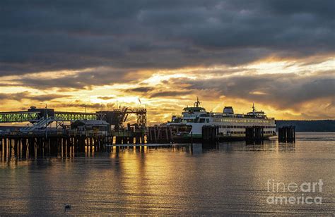 Edmonds Ferry Dock Golden Sunset Photograph by Mike Reid - Fine Art America