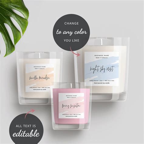 Editable Candle Label Template, Printable Jar Label, DIY Product Label, Digital Download, Labels ...