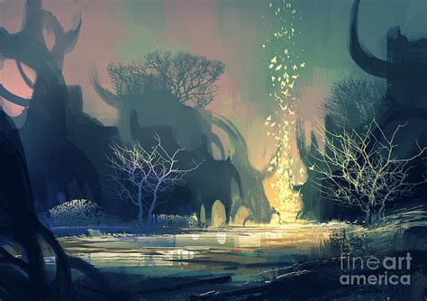 Painting Of Fantasy Landscape Digital Art by Tithi Luadthong - Pixels