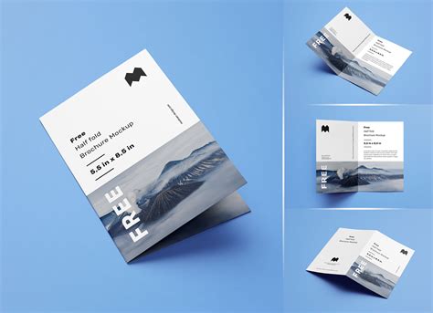 Free US Letter Half Fold Brochure Mockup PSD Set - Good Mockups