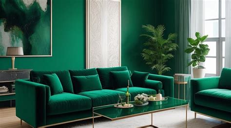 Premium AI Image | Modern living room in emerald colors generated by AI