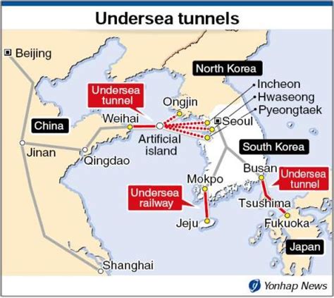 Korea considers underwater tunnels to China, Japan