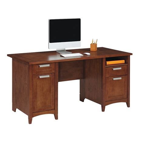 Office Depot Realspace® Marbury Collection Executive Desk, 29 1/3"H x 60"W x 29 1/2"D, Auburn ...