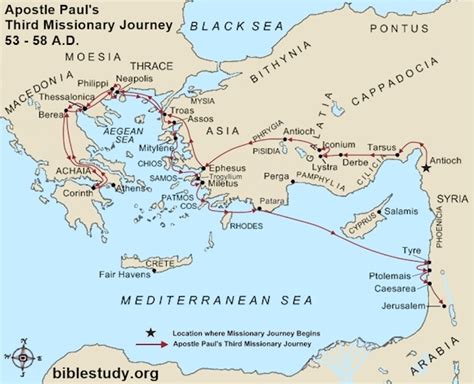 Apostle Paul's Third Journey Large Map