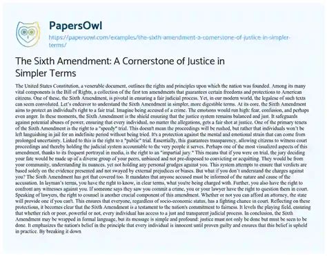 The Sixth Amendment: A Cornerstone of Justice in Simpler Terms - Free ...