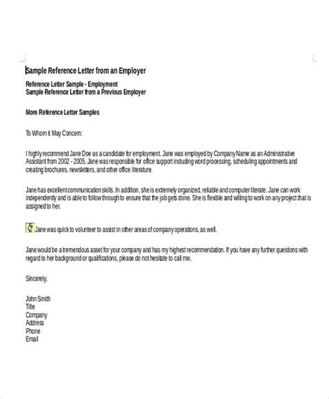 Employment Reference Letter | Template Business Inside Employment ...