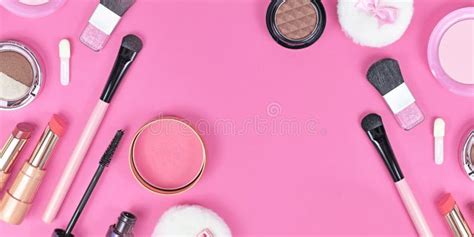 Banner Set of Makeup Sponges Isolated on White Background Top View of Flat Lay Stock Image ...