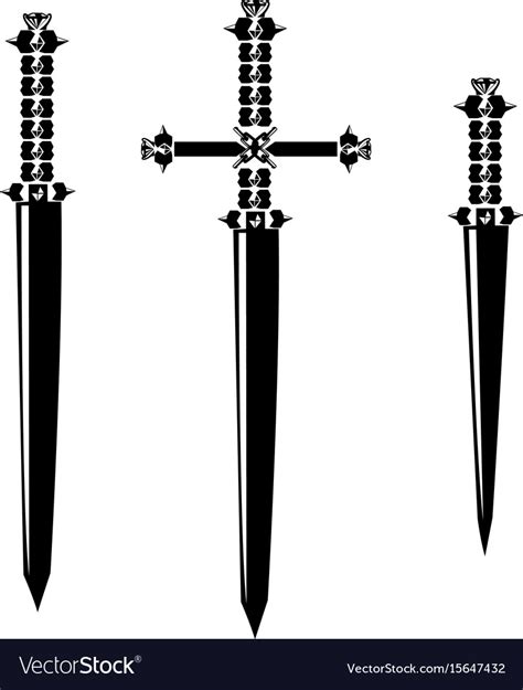 Sword silhouette set Royalty Free Vector Image