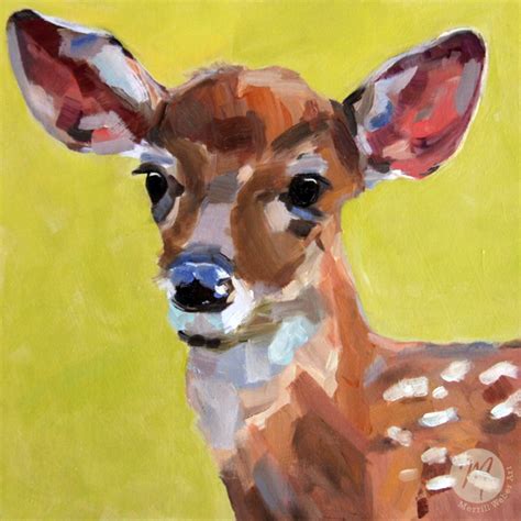 MERRILL WEBER ART: HOPE, DEER OIL PAINTING