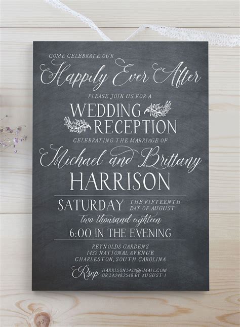 Custom printed or printable rustic wedding invitation - Reception Only Invitatio… | Wedding ...