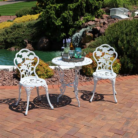 3 piece white resin bistro set - Outdoor Patio Bistro Sets