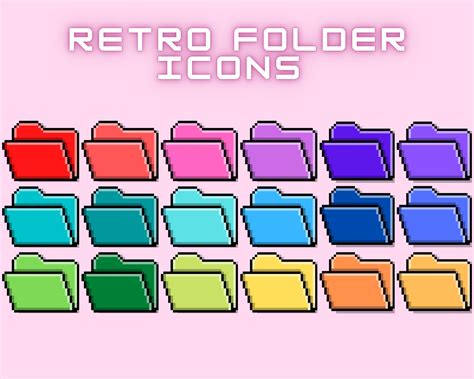 18 Retro / Pixel Rainbow Desktop Folder Icons for Mac & - Etsy in 2022 ...