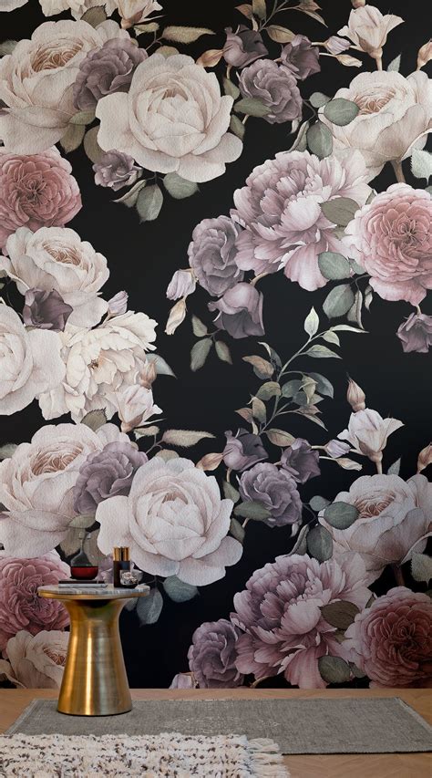 8 Dark Floral Wallpapers To Create A Striking Space | Floral wall, Wall murals, Interior wall colors