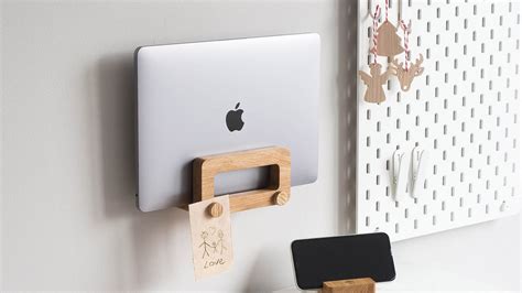 Wall-Mounted Wood Laptop Holder keeps your office organized and ...