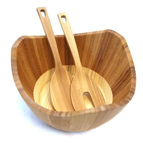 Bamboo Salad Bowl and Serving Set | Serving set, Salad bowls, Bamboo