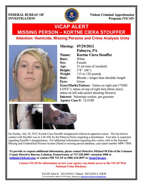 KORTNE CIERA STOUFFER - PALMYRA, PENNSYLVANIA — FBI