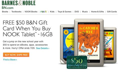 Barnes & Noble: Free $50 B&N Gift Card with Nook Tablet 16GB purchase ...