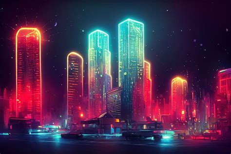 Premium Photo | Futuristic city concept art cityscape at night with ...