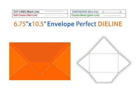 Custom Envelope 6.75x10.5 inch dieline template and 3D envelope editable easily resizable ...