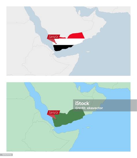 Peta Yaman Dengan Pin Ibukota Negara Dua Jenis Peta Yaman Dengan ...