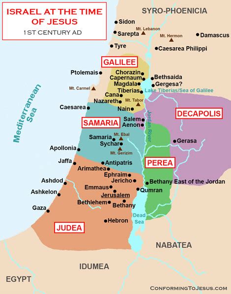 Map and History of Israel at the time of Jesus Christ