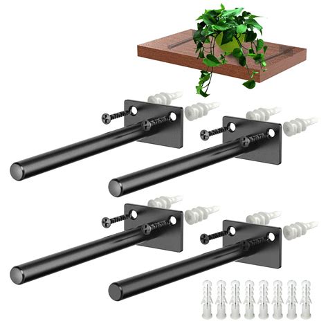 Buy Solid Steel Floating Shelf Brackets, 6" Heavy Duty Shelf Supports ...