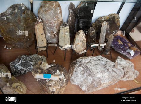 Raw gems displayed in a gem museum, Ratnapura, Sri Lanka Stock Photo ...