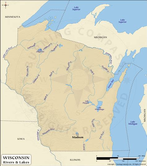 Wisconsin River Map, Wisconsin Rivers and Lakes