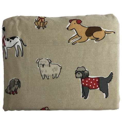 Cuddle Duds Flannel Sheet Set Tan Puppy Dogs Twin Bed Sheets Bedding ...