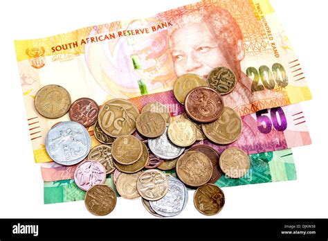 scattered coins on three South African Rand bank notes Stock Photo - Alamy